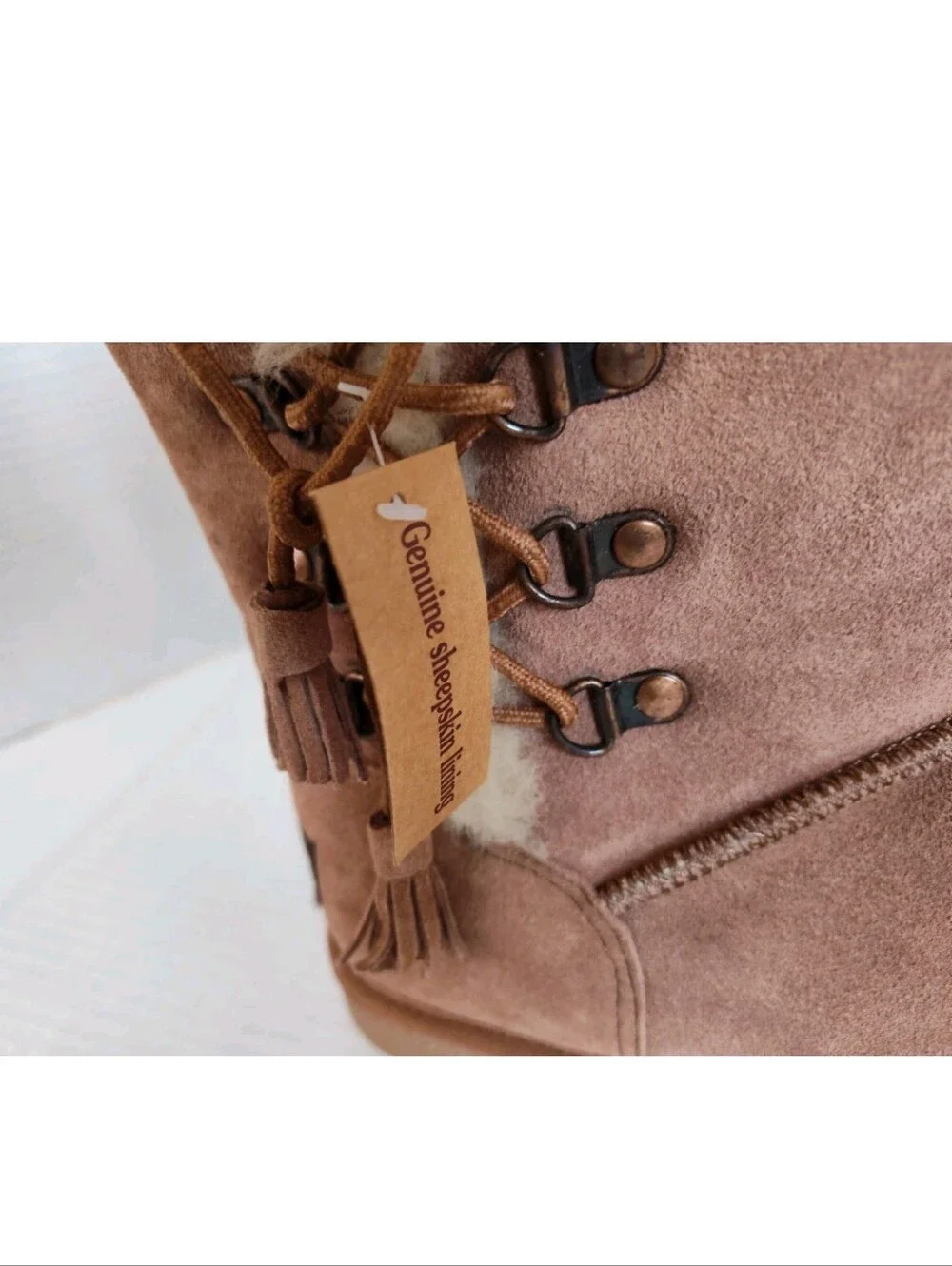 Tamarac Suede and Sheepskin Boots Women's Size 8 Chestnut Brown Tahoe